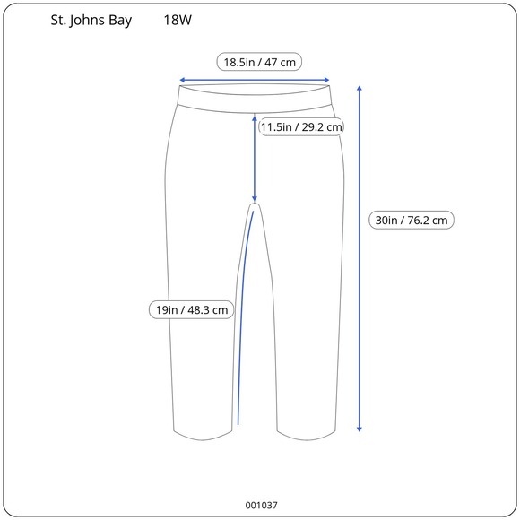 St Johns Bay Women's Capri Pants Blue White Stripe Stretch Button Waist 18W (NM) - Picture 8 of 8